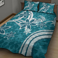 Hawaii Pupuala Plumeria Teal Quilt Bed Set Polynesian Pattern LT01 - Polynesian Pride
