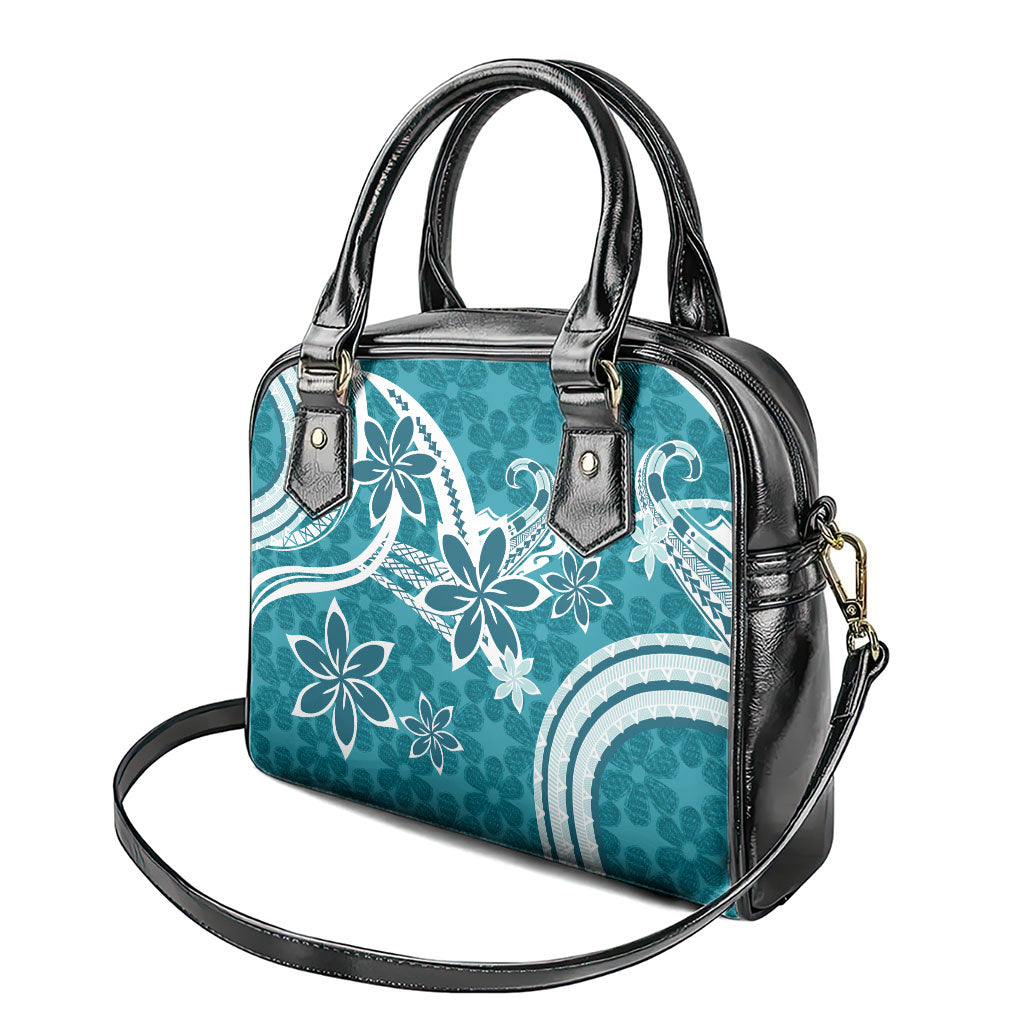 Hawaii Pupuala Plumeria Teal Shoulder Handbag Polynesian Pattern LT01 - Polynesian Pride