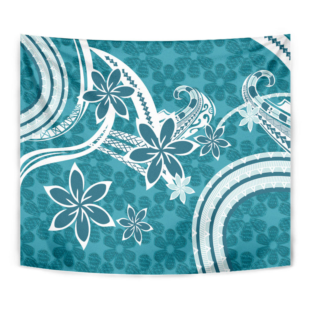 Hawaii Pupuala Plumeria Teal Tapestry Polynesian Pattern LT01 - Polynesian Pride