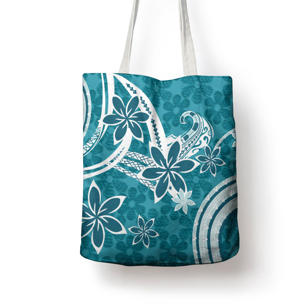 Hawaii Pupuala Plumeria Teal Tote Bag Polynesian Pattern LT01 - Polynesian Pride