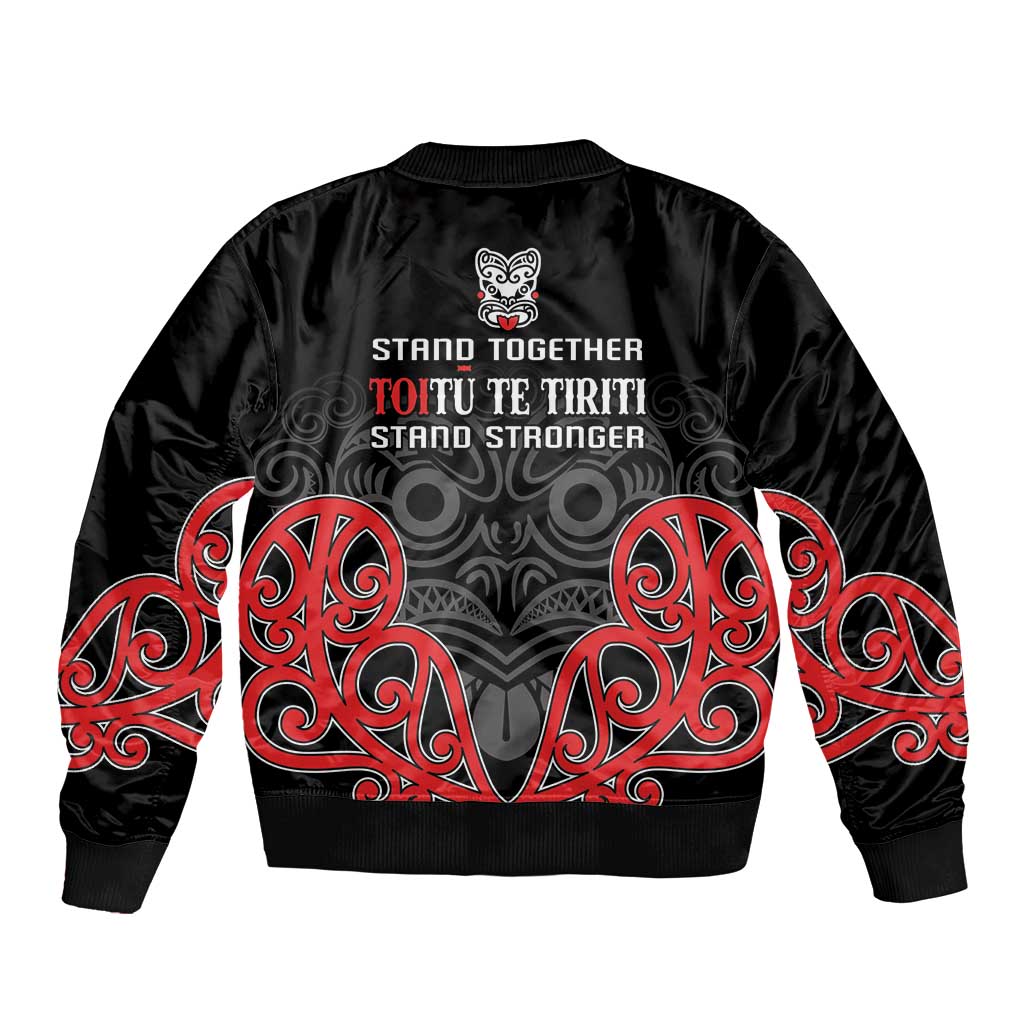 Toitu Te Tiriti 1840 Aotearoa Sleeve Zip Bomber Jacket Stand Together Stand Stronger LT01 - Polynesian Pride
