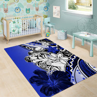 Polynesian Valentine Area Rug Couple Floral Unique Blue Version LT01 - Polynesian Pride