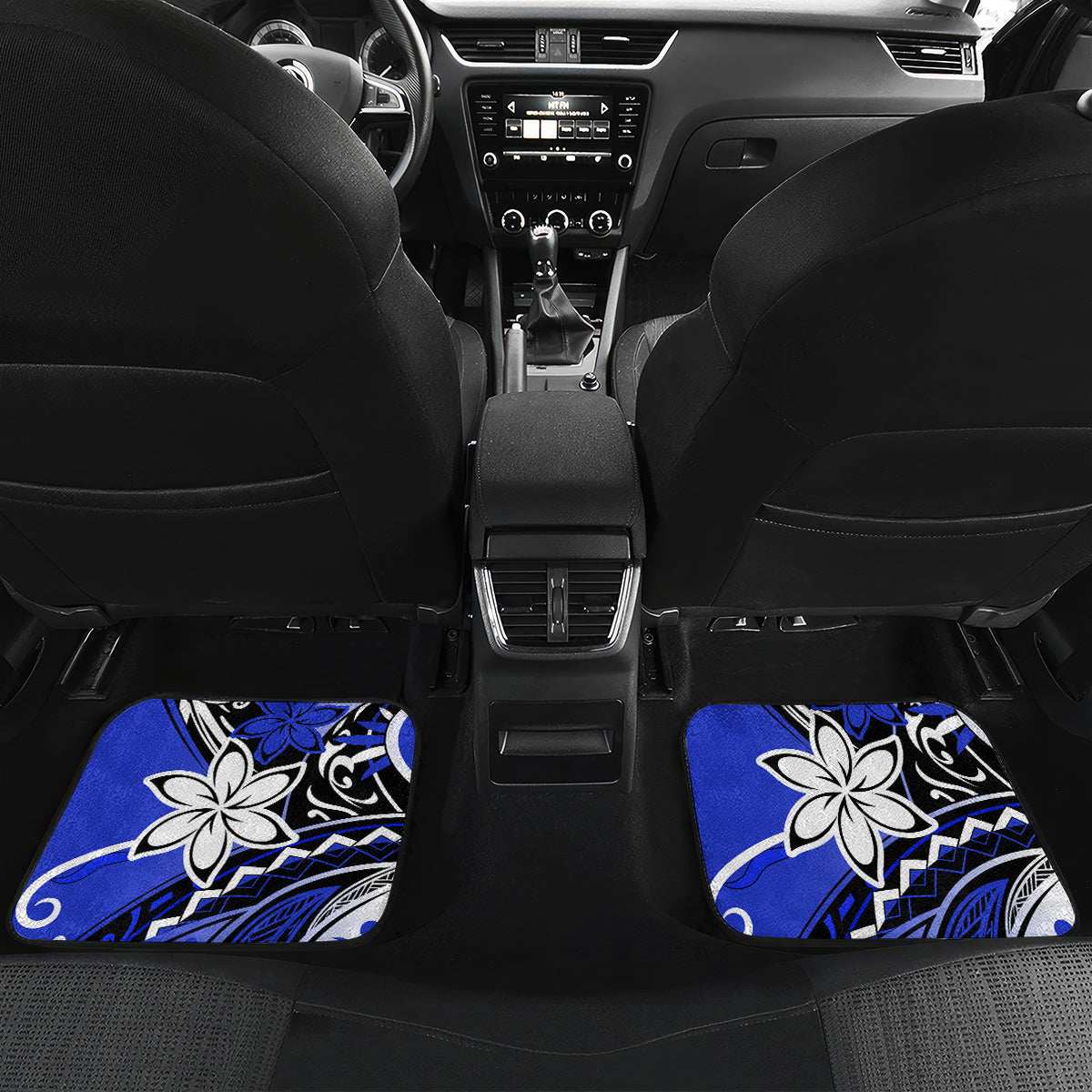 Polynesian Valentine Car Mats Couple Floral Unique Blue Version LT01 - Polynesian Pride