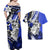 Polynesian Valentine Couples Matching Off Shoulder Maxi Dress and Hawaiian Shirt Couple Floral Unique Blue Version LT01 - Polynesian Pride