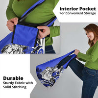 Polynesian Valentine Grocery Bag Couple Floral Unique Blue Version