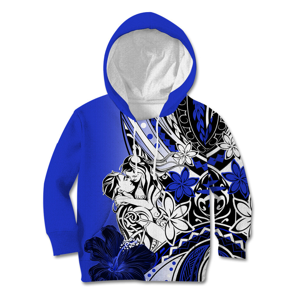 Polynesian Valentine Kid Hoodie Couple Floral Unique Blue Version LT01 Hoodie Blue - Polynesian Pride