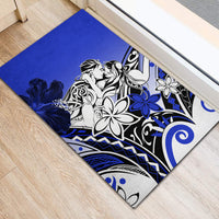 Polynesian Valentine Rubber Doormat Couple Floral Unique Blue Version LT01 - Polynesian Pride