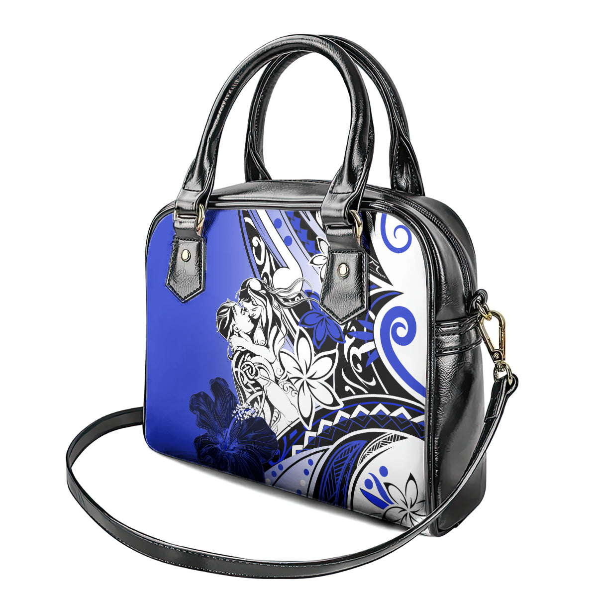 Polynesian Valentine Shoulder Handbag Couple Floral Unique Blue Version LT01 - Polynesian Pride