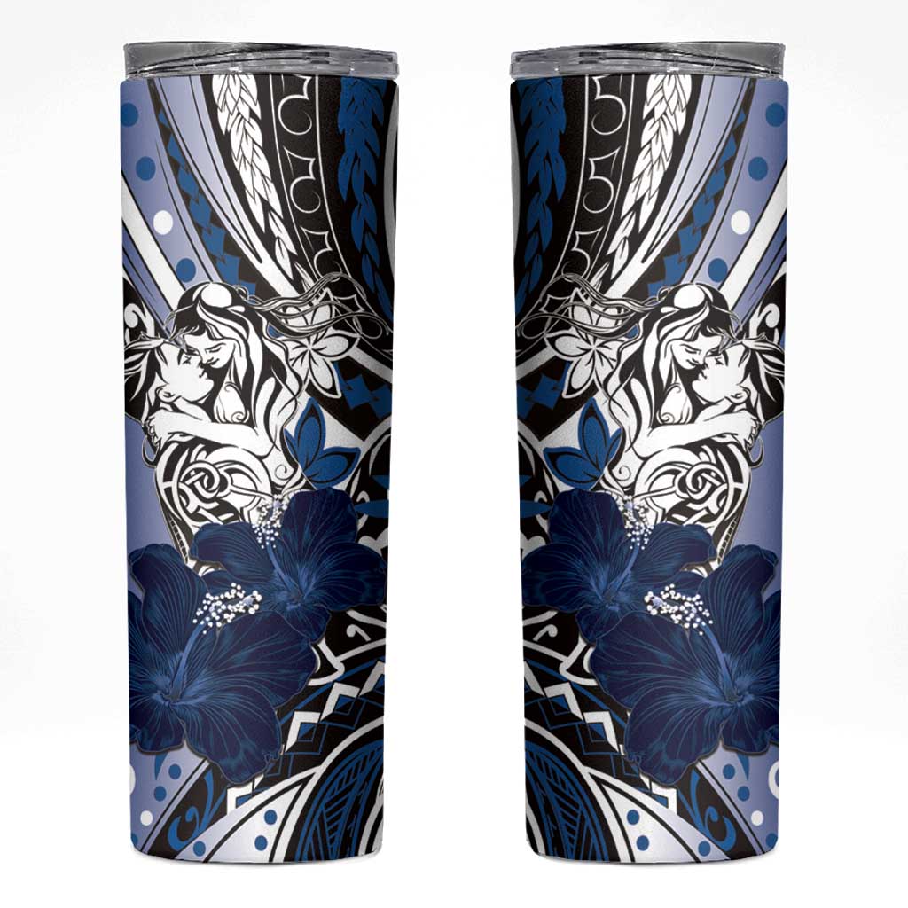 Polynesian Valentine Skinny Tumbler Couple Floral Unique Blue Version