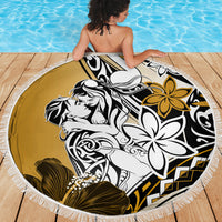 Polynesian Valentine Beach Blanket Couple Floral Unique Gold Version LT01 - Polynesian Pride