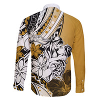 Polynesian Valentine Family Matching Long Sleeve Bodycon Dress and Hawaiian Shirt Couple Floral Unique Gold Version LT01 - Polynesian Pride