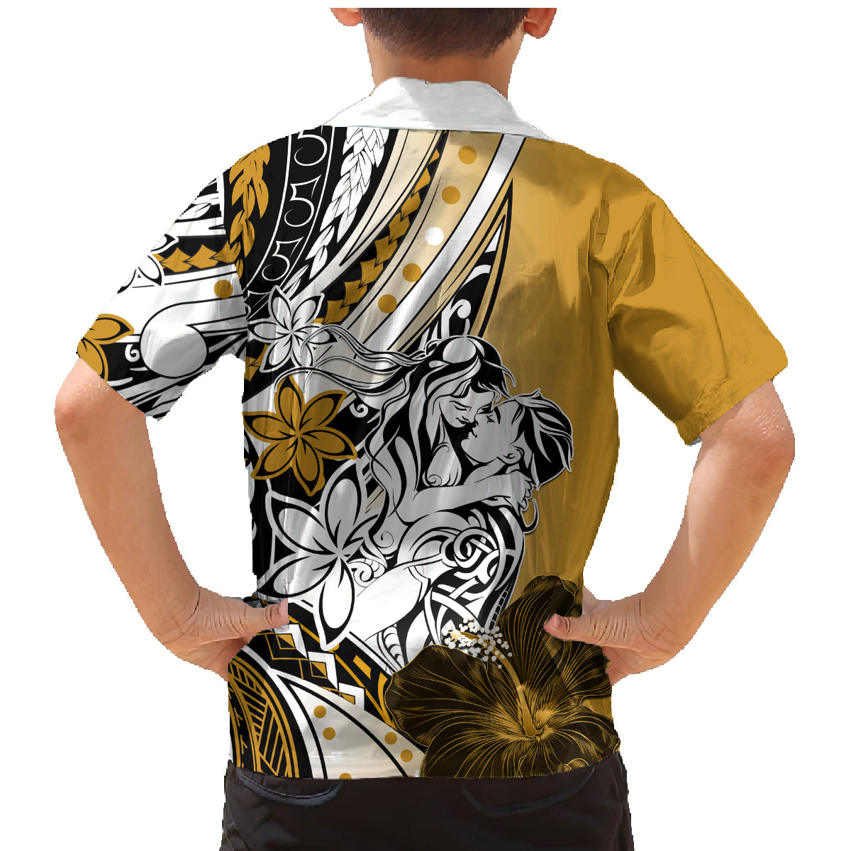Polynesian Valentine Family Matching Mermaid Dress and Hawaiian Shirt Couple Floral Unique Gold Version LT01 - Polynesian Pride