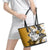 Polynesian Valentine Leather Tote Bag Couple Floral Unique Gold Version LT01 - Polynesian Pride