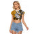Polynesian Valentine Raglan Cropped T Shirt Couple Floral Unique Gold Version LT01 Female Gold - Polynesian Pride