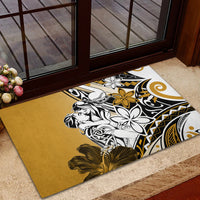 Polynesian Valentine Rubber Doormat Couple Floral Unique Gold Version LT01 - Polynesian Pride