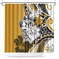 Polynesian Valentine Shower Curtain Couple Floral Unique Gold Version LT01 Gold - Polynesian Pride
