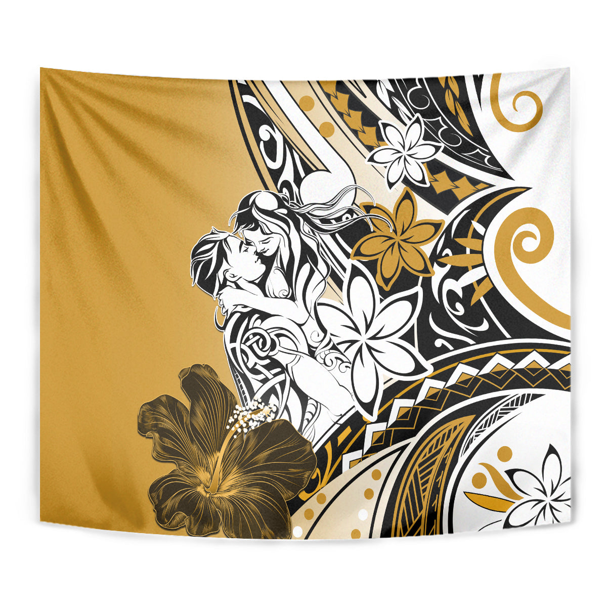 Polynesian Valentine Tapestry Couple Floral Unique Gold Version LT01 - Polynesian Pride