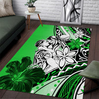 Polynesian Valentine Area Rug Couple Floral Unique Green Version LT01 Green - Polynesian Pride