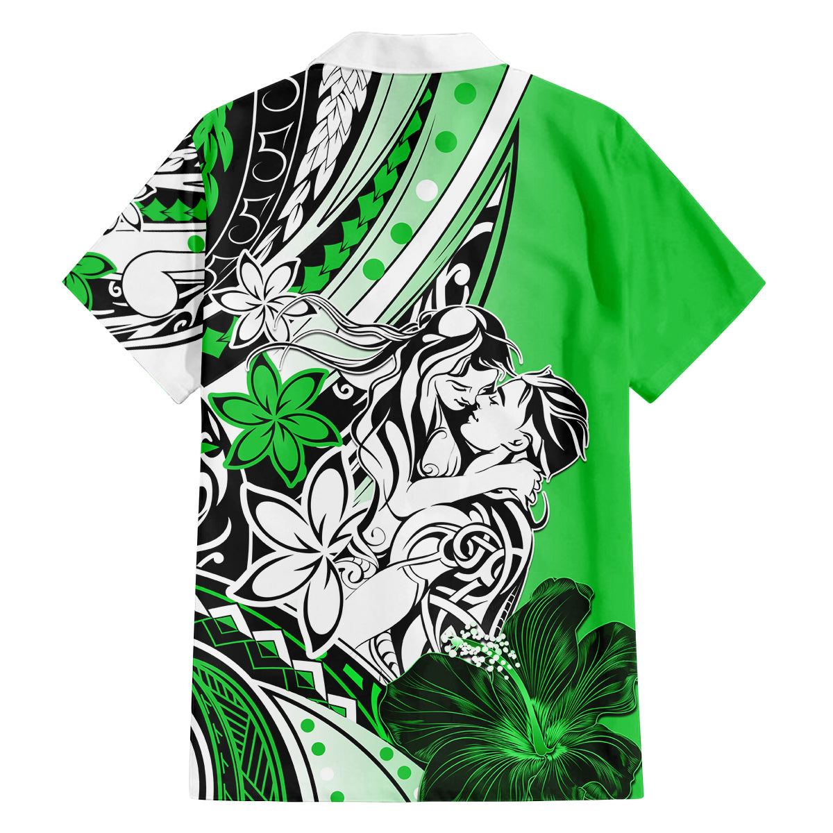 Polynesian Valentine Family Matching Long Sleeve Bodycon Dress and Hawaiian Shirt Couple Floral Unique Green Version LT01 - Polynesian Pride