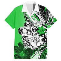 Polynesian Valentine Family Matching Puletasi and Hawaiian Shirt Couple Floral Unique Green Version LT01 Dad's Shirt - Short Sleeve Green - Polynesian Pride