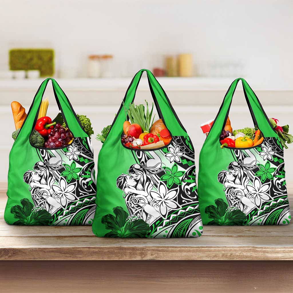 Polynesian Valentine Grocery Bag Couple Floral Unique Green Version