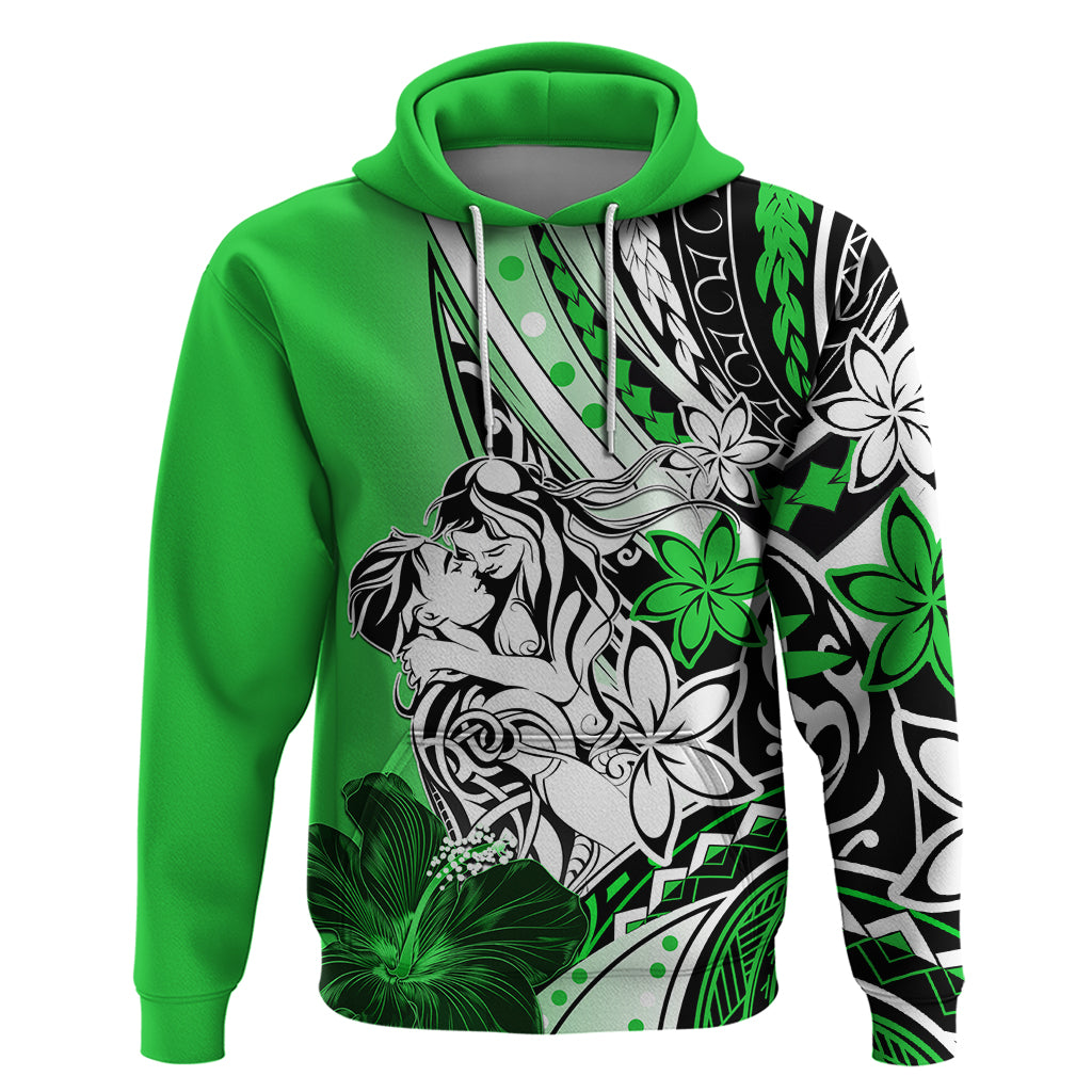 Polynesian Valentine Hoodie Couple Floral Unique Green Version LT01 Pullover Hoodie Green - Polynesian Pride