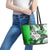 Polynesian Valentine Leather Tote Bag Couple Floral Unique Green Version LT01 - Polynesian Pride