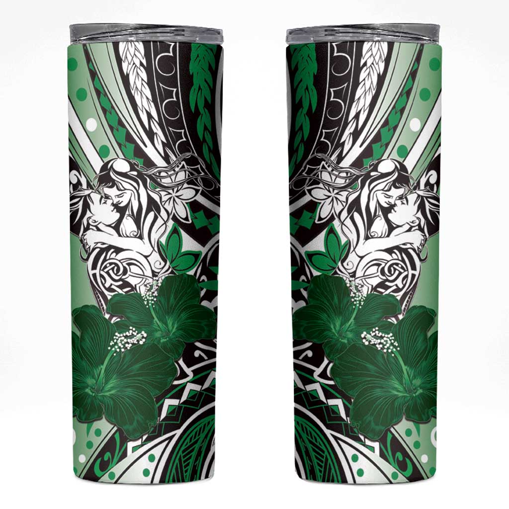 Polynesian Valentine Skinny Tumbler Couple Floral Unique Green Version