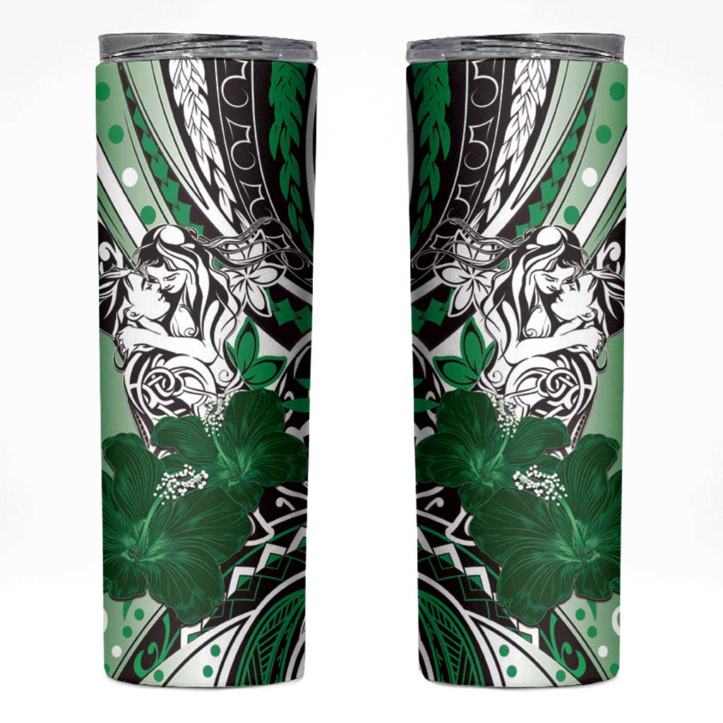 Polynesian Valentine Skinny Tumbler Couple Floral Unique Green Version