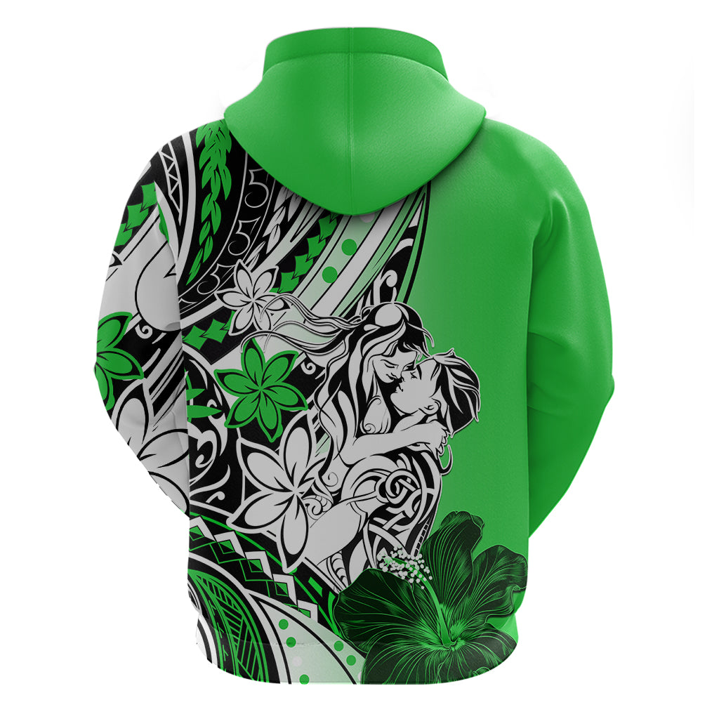 Polynesian Valentine Zip Hoodie Couple Floral Unique Green Version LT01 - Polynesian Pride