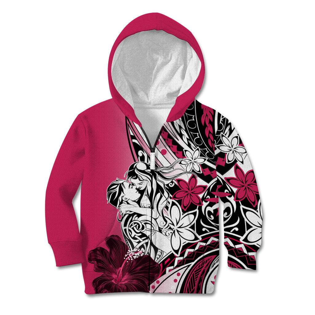 Polynesian Valentine Kid Hoodie Couple Floral Unique Pink Version LT01 Zip Hoodie Pink - Polynesian Pride