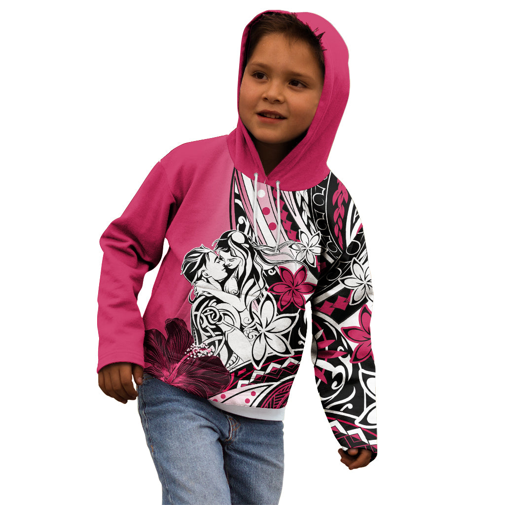 Polynesian Valentine Kid Hoodie Couple Floral Unique Pink Version LT01 - Polynesian Pride