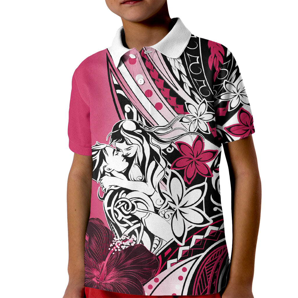 Polynesian Valentine Kid Polo Shirt Couple Floral Unique Pink Version LT01 Kid Pink - Polynesian Pride