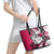 Polynesian Valentine Leather Tote Bag Couple Floral Unique Pink Version LT01 - Polynesian Pride