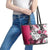 Polynesian Valentine Leather Tote Bag Couple Floral Unique Pink Version LT01 - Polynesian Pride