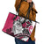 Polynesian Valentine Leather Tote Bag Couple Floral Unique Pink Version LT01 - Polynesian Pride