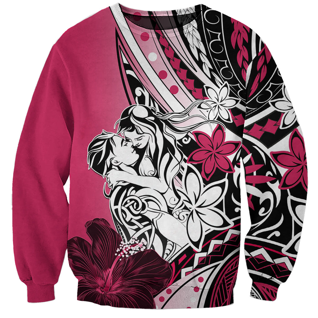 Polynesian Valentine Sweatshirt Couple Floral Unique Pink Version LT01 Unisex Pink - Polynesian Pride