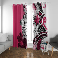 Polynesian Valentine Window Curtain Couple Floral Unique Pink Version LT01 With Grommets Pink - Polynesian Pride