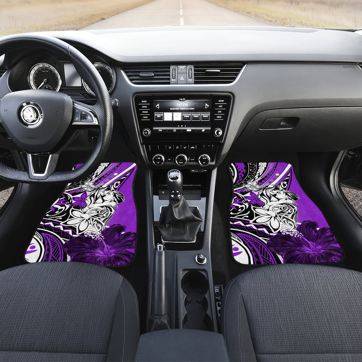 Polynesian Valentine Car Mats Couple Floral Unique Purple Version LT01 - Polynesian Pride