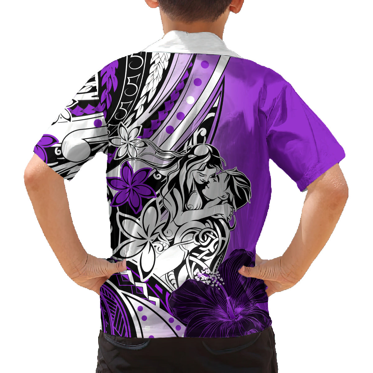 Polynesian Valentine Family Matching Tank Maxi Dress and Hawaiian Shirt Couple Floral Unique Purple Version LT01 - Polynesian Pride