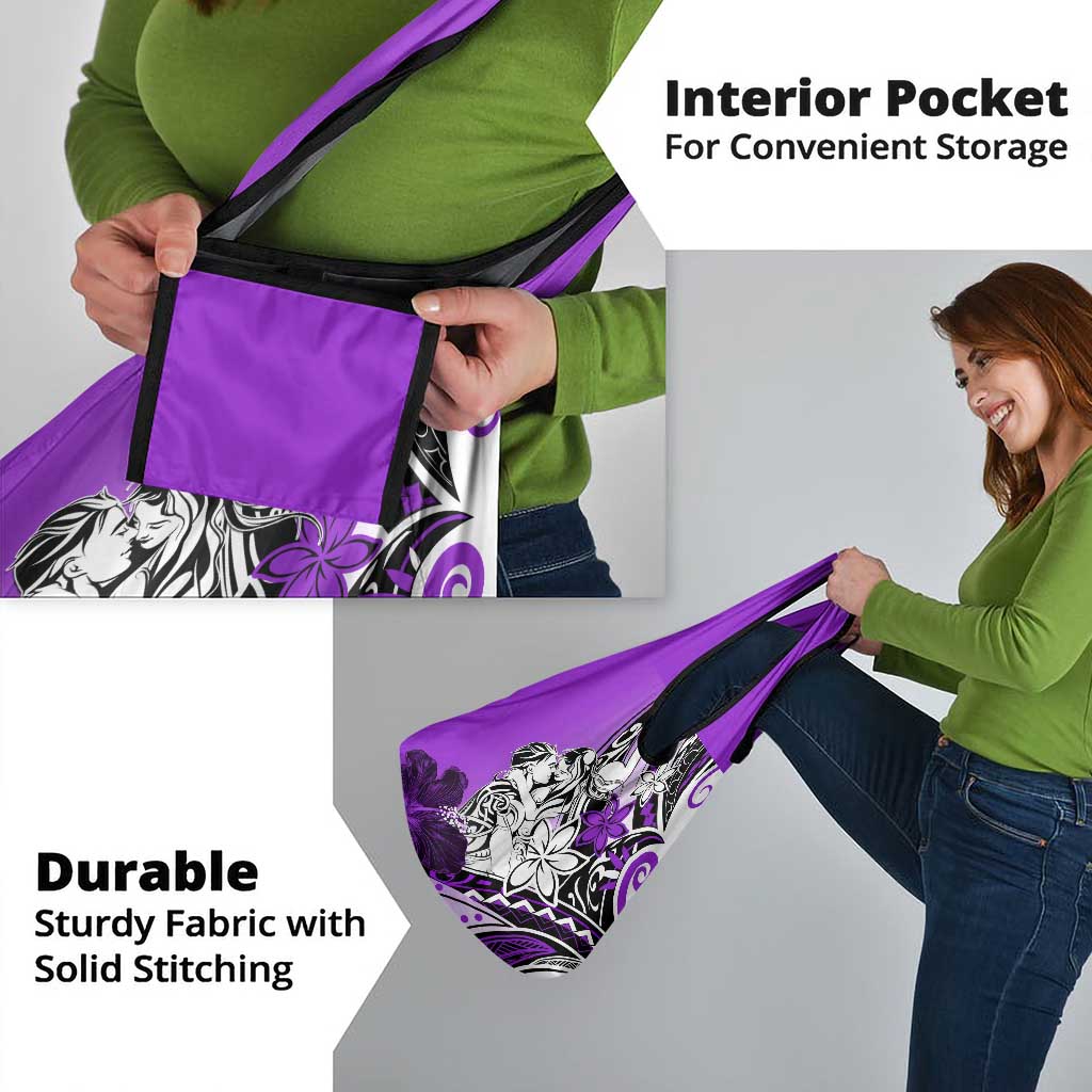 Polynesian Valentine Grocery Bag Couple Floral Unique Purple Version