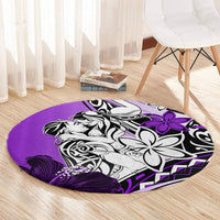 Polynesian Valentine Round Carpet Couple Floral Unique Purple Version LT01 - Polynesian Pride