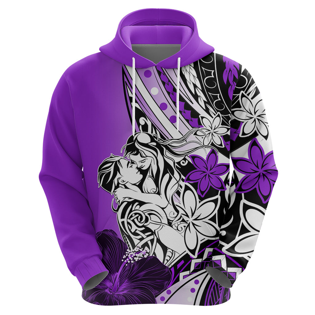 Polynesian Valentine Zip Hoodie Couple Floral Unique Purple Version LT01 - Polynesian Pride