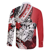 Polynesian Valentine Family Matching Off Shoulder Short Dress and Hawaiian Shirt Couple Floral Unique Red Version LT01 - Polynesian Pride