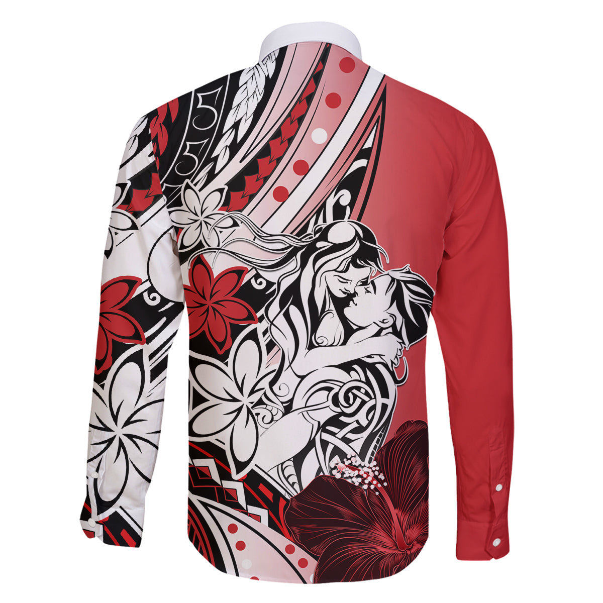Polynesian Valentine Family Matching Puletasi and Hawaiian Shirt Couple Floral Unique Red Version LT01 - Polynesian Pride