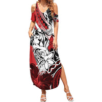 Polynesian Valentine Family Matching Summer Maxi Dress and Hawaiian Shirt Couple Floral Unique Red Version LT01 Mom's Dress Red - Polynesian Pride