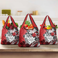 Polynesian Valentine Grocery Bag Couple Floral Unique Red Version