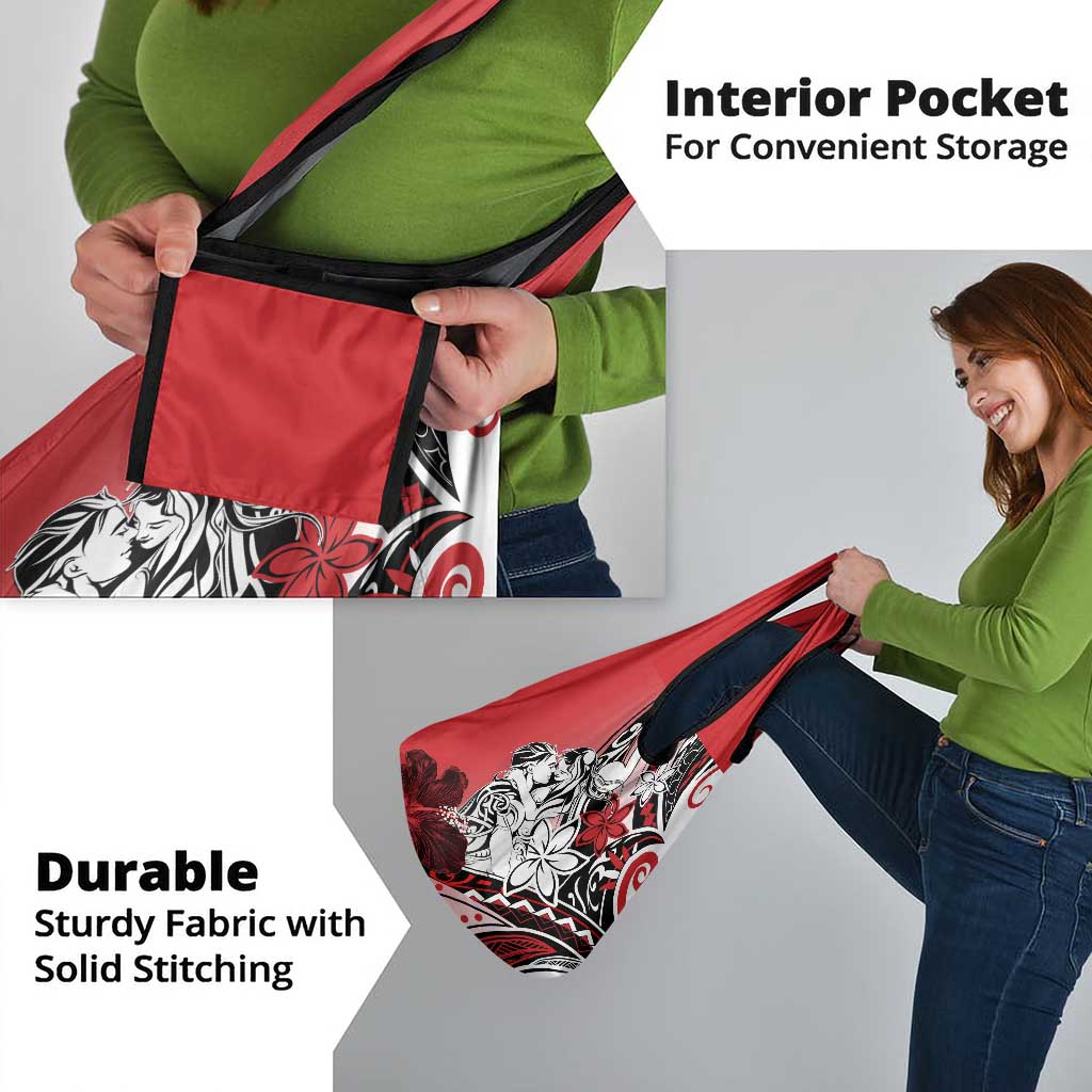 Polynesian Valentine Grocery Bag Couple Floral Unique Red Version