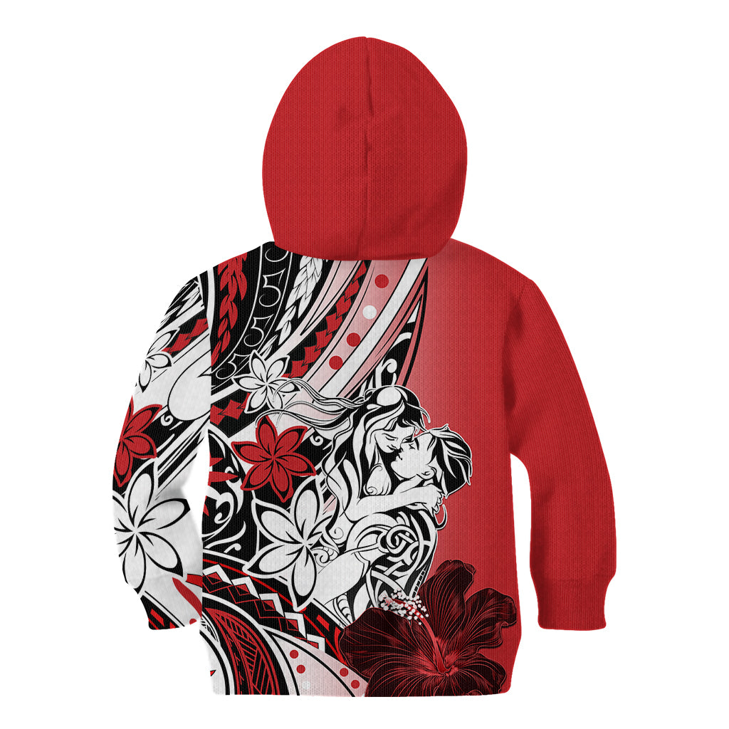 Polynesian Valentine Kid Hoodie Couple Floral Unique Red Version LT01 - Polynesian Pride