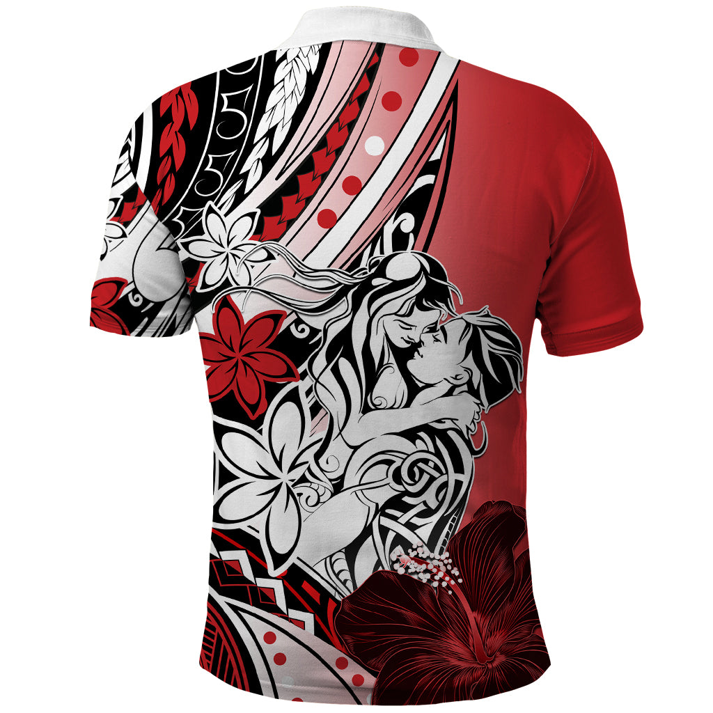 Polynesian Valentine Polo Shirt Couple Floral Unique Red Version LT01 - Polynesian Pride